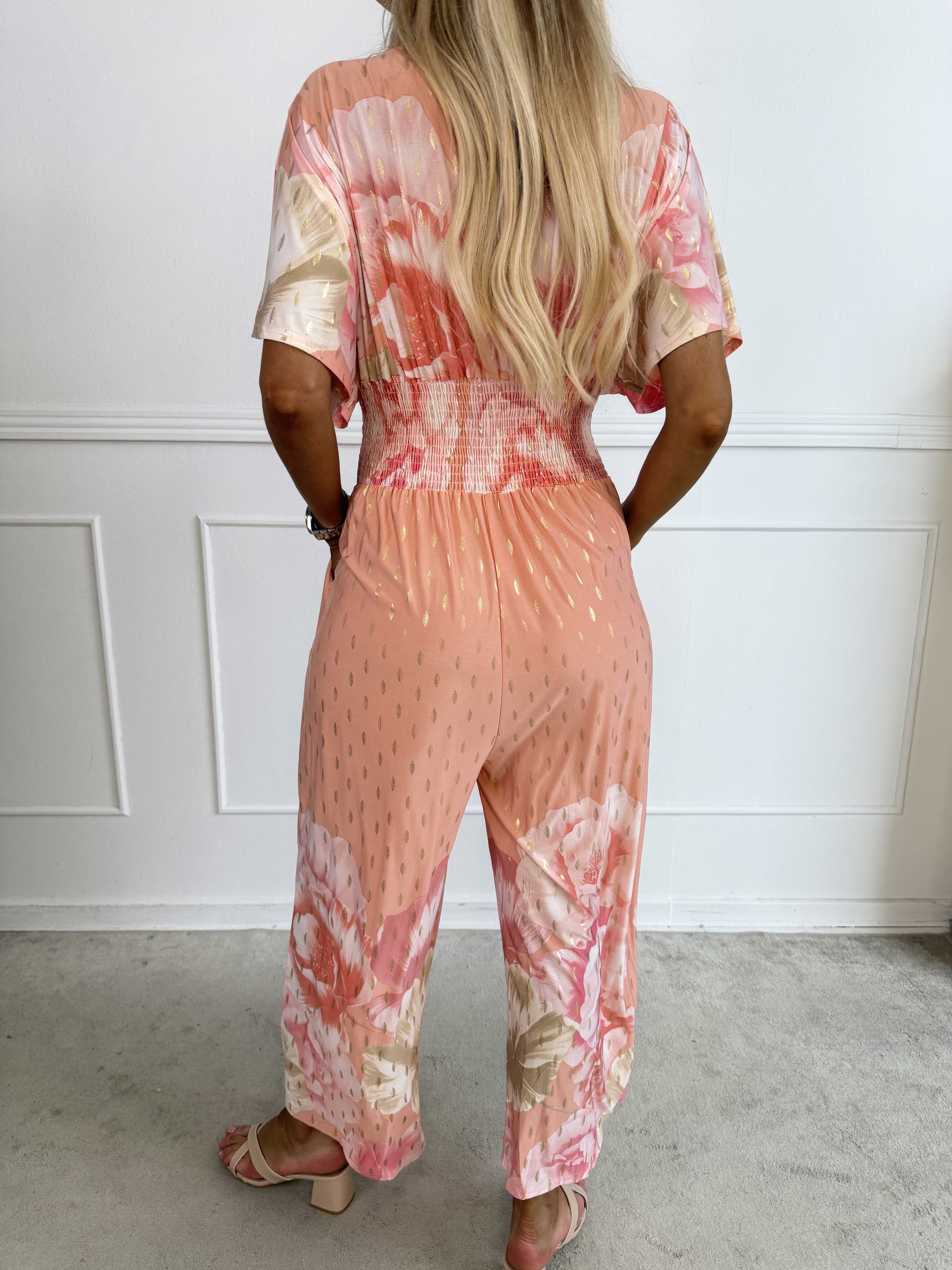 Pams Peony Jumpsuit - Elastisk buksedragt med blomstermotiver